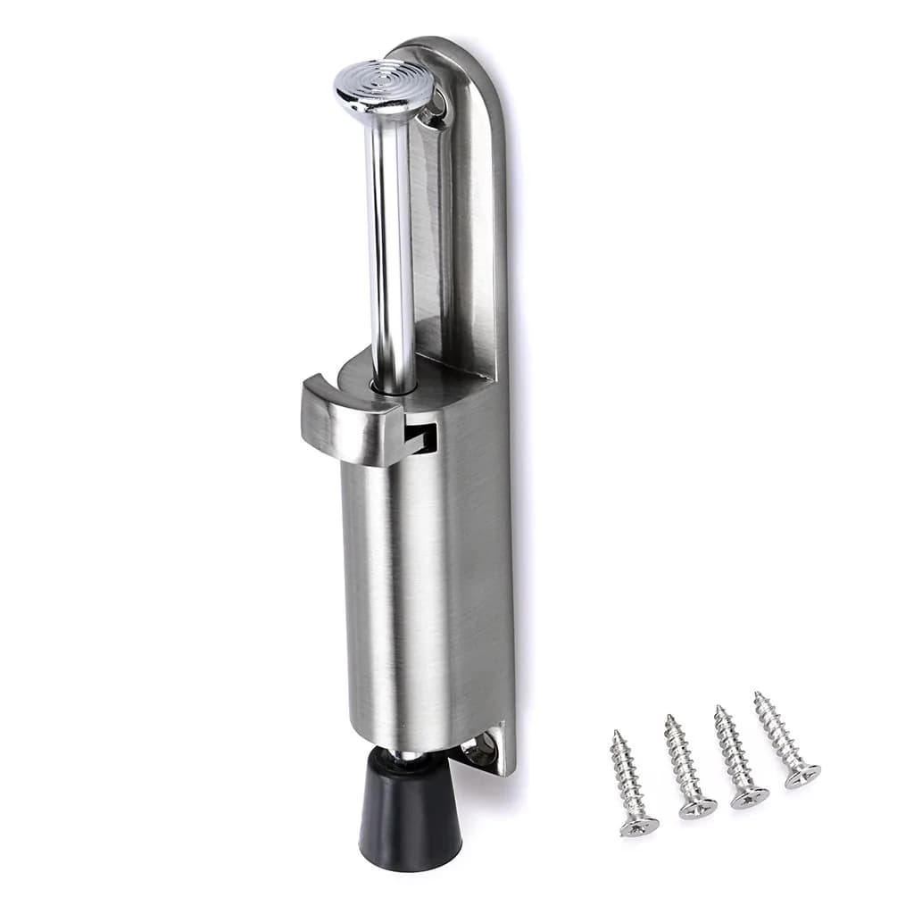 Sumnacon Kickdown Door Stop Silver | Stainless Steel Easy Step Door Stopper with Rubber Foot — Silver