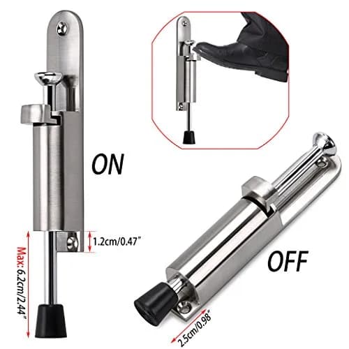 Sumnacon Kickdown Door Stop Silver | Stainless Steel Easy Step Door Stopper with Rubber Foot thumbnail 4