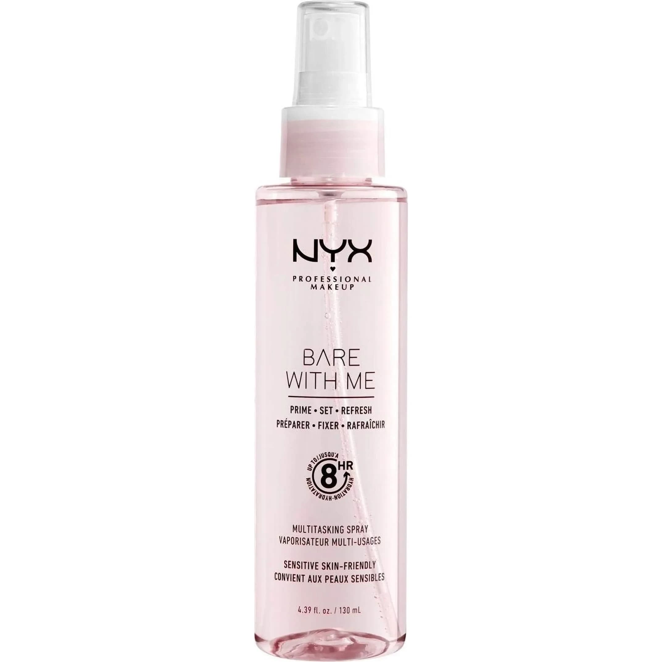 NYX PROFESSIONAL MAKEUP Bare With Me Multitasking Face Primer & Setting Spray 125ml (4.39 Fl Oz) | Vegan Formula for Dewy Glow — Pink