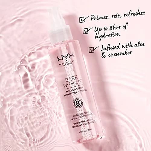 NYX PROFESSIONAL MAKEUP Bare With Me Multitasking Face Primer & Setting Spray 125ml (4.39 Fl Oz) | Vegan Formula for Dewy Glow thumbnail 2