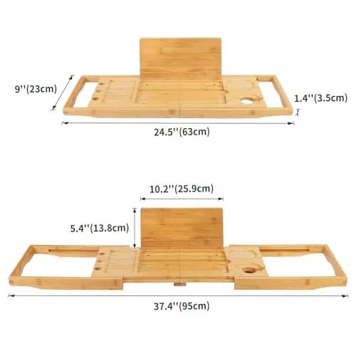 Utoplike Bamboo Bathtub Caddy Tray for Tub, Expandable Bath Table Trays | Adjustable, Durable Bamboo thumbnail 4