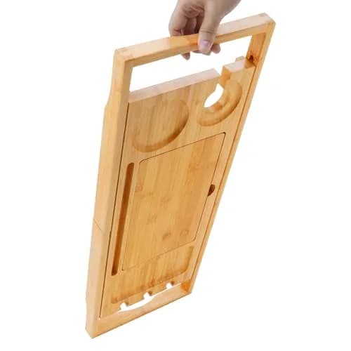 Utoplike Bamboo Bathtub Caddy Tray for Tub, Expandable Bath Table Trays | Adjustable, Durable Bamboo thumbnail 7