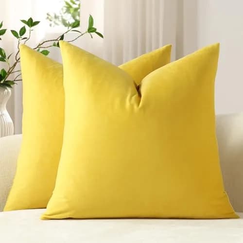 DEZENE 16x16 Throw Pillow Covers Pack of 2 | Velvet Square Modern Home Decor thumbnail 1