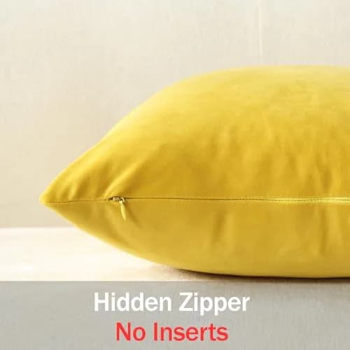 DEZENE 16x16 Throw Pillow Covers Pack of 2 | Velvet Square Modern Home Decor thumbnail 3