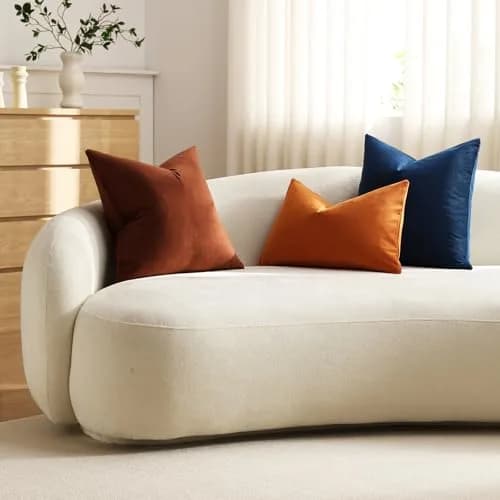 DEZENE 16x16 Midnight Blue Velvet Throw Pillow Covers Pack of 2 | Modern Luxury Home Decor thumbnail 6
