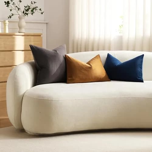 DEZENE Lumbar Pillow Covers 12x20 in Midnight Blue | Velvet Rectangular Decor for Sofa & Bed thumbnail 5
