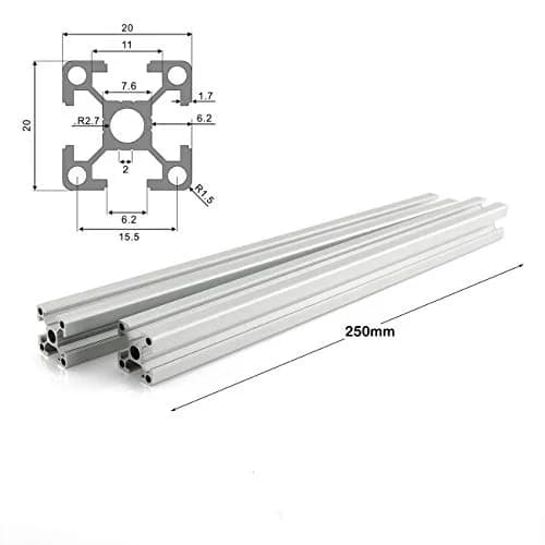 PZRT Aluminum Profile Extrusion 250mm | European Standard Anodized Silver for DIY 3D Printer & CNC (250mm) thumbnail 2