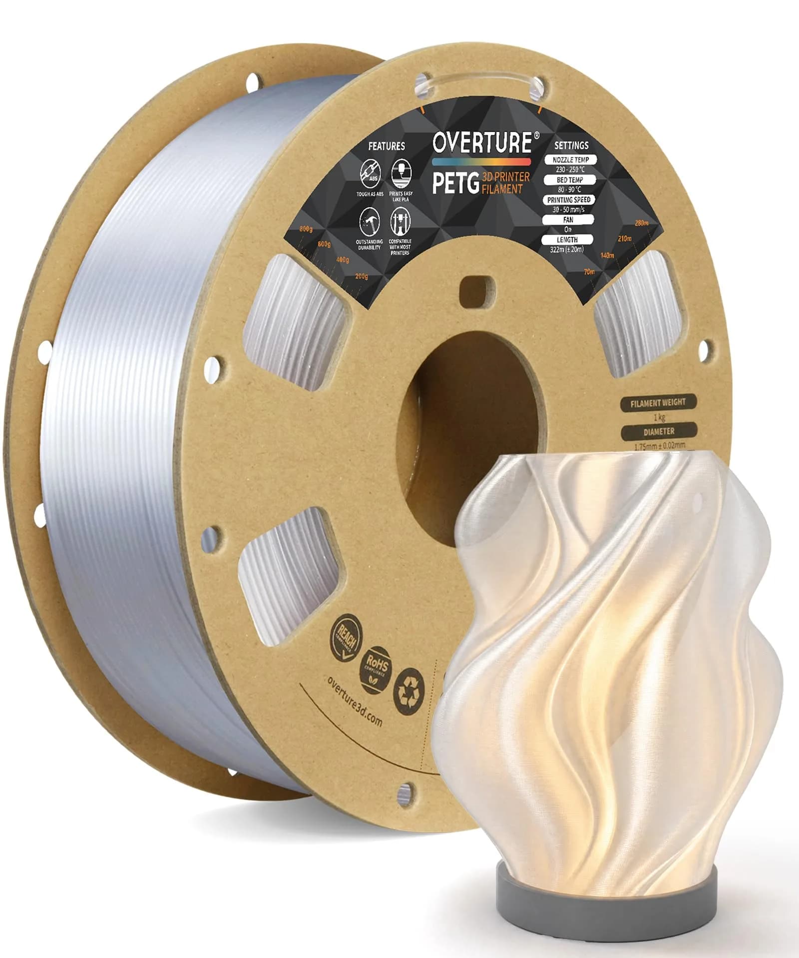 OVERTURE High Speed PETG Filament 1.75mm 1kg | Supports 300mm/s Speed & High Toughness - main product image