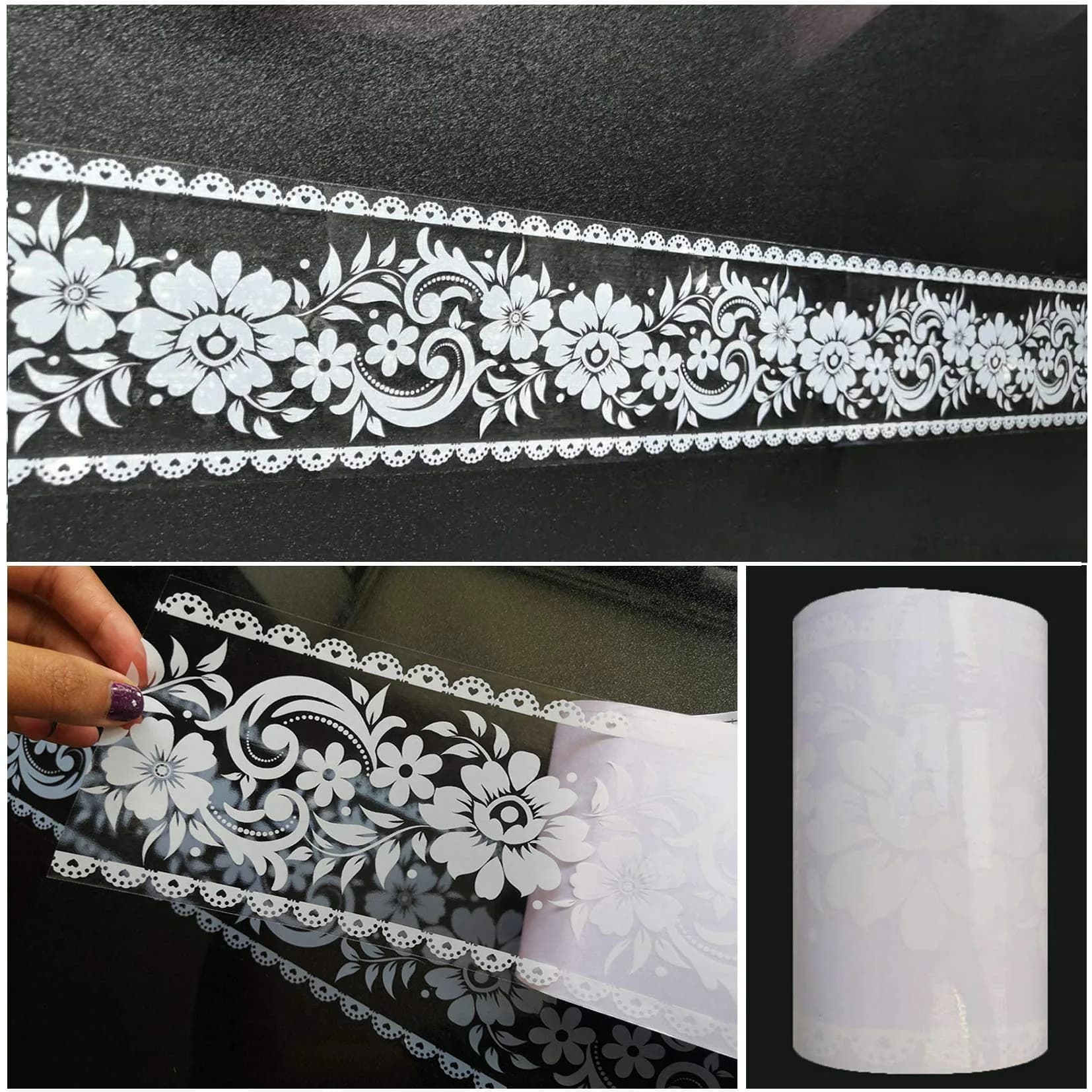 AS sale Floral Lace Wallpaper Border 10m x 10cm | Self-Adhesive, Waterproof, Easy Install — White