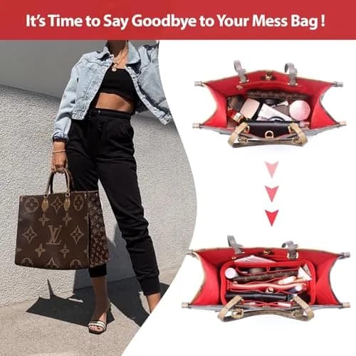 OMYSTYLE Red Large Felt Handbag Organizer Insert | 180g (6.3oz) with 13 Pockets thumbnail 3