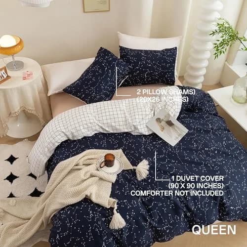 ECOCOTT Queen Duvet Cover Set 100% Cotton | Breathable & Soft Bedding for Sensitive Skin thumbnail 2