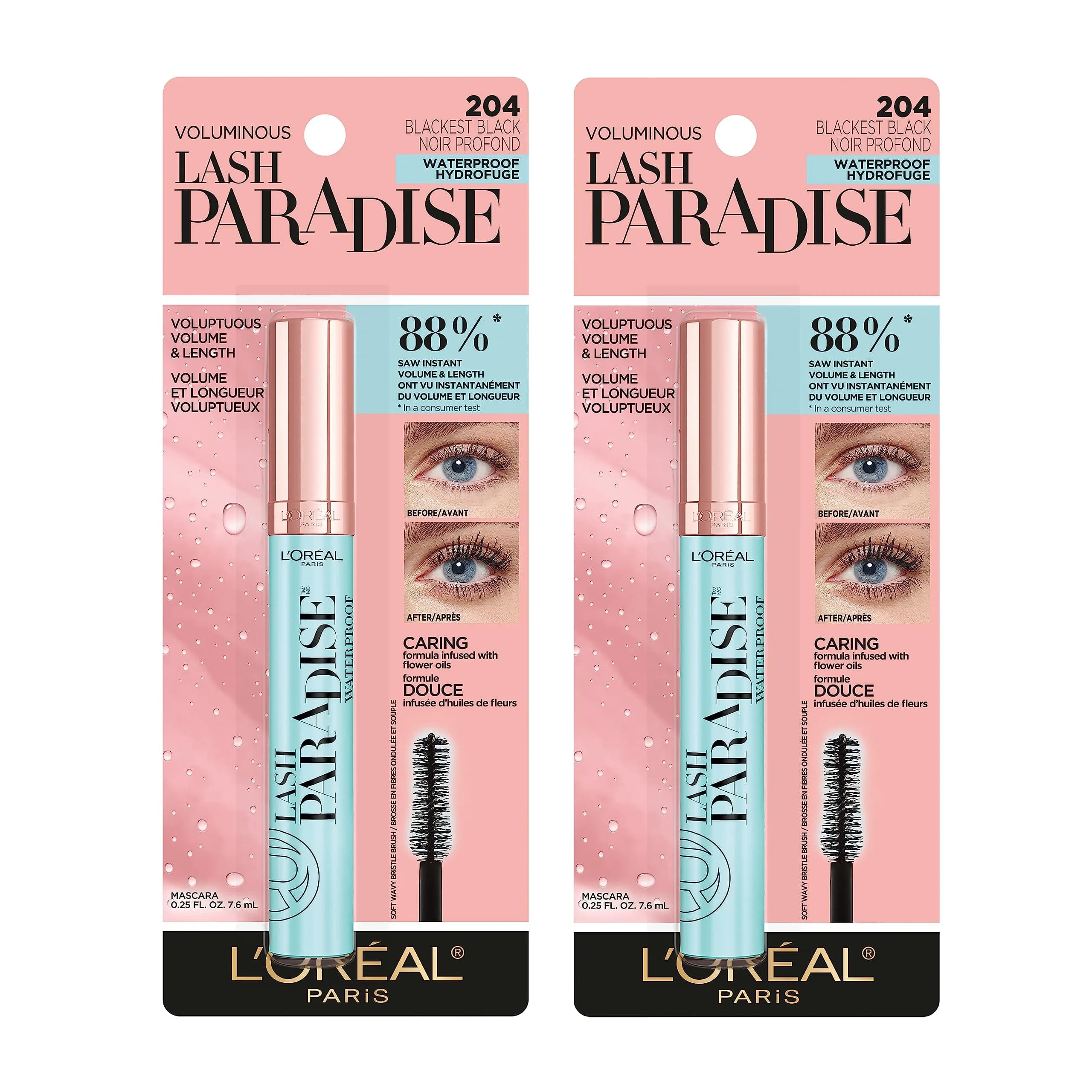 L'Oreal Paris Voluminous Lash Paradise Waterproof Mascara, Black, 0.25 Fl Oz (Pack of 2) | Voluptuous Volume & Intense Length - view 8