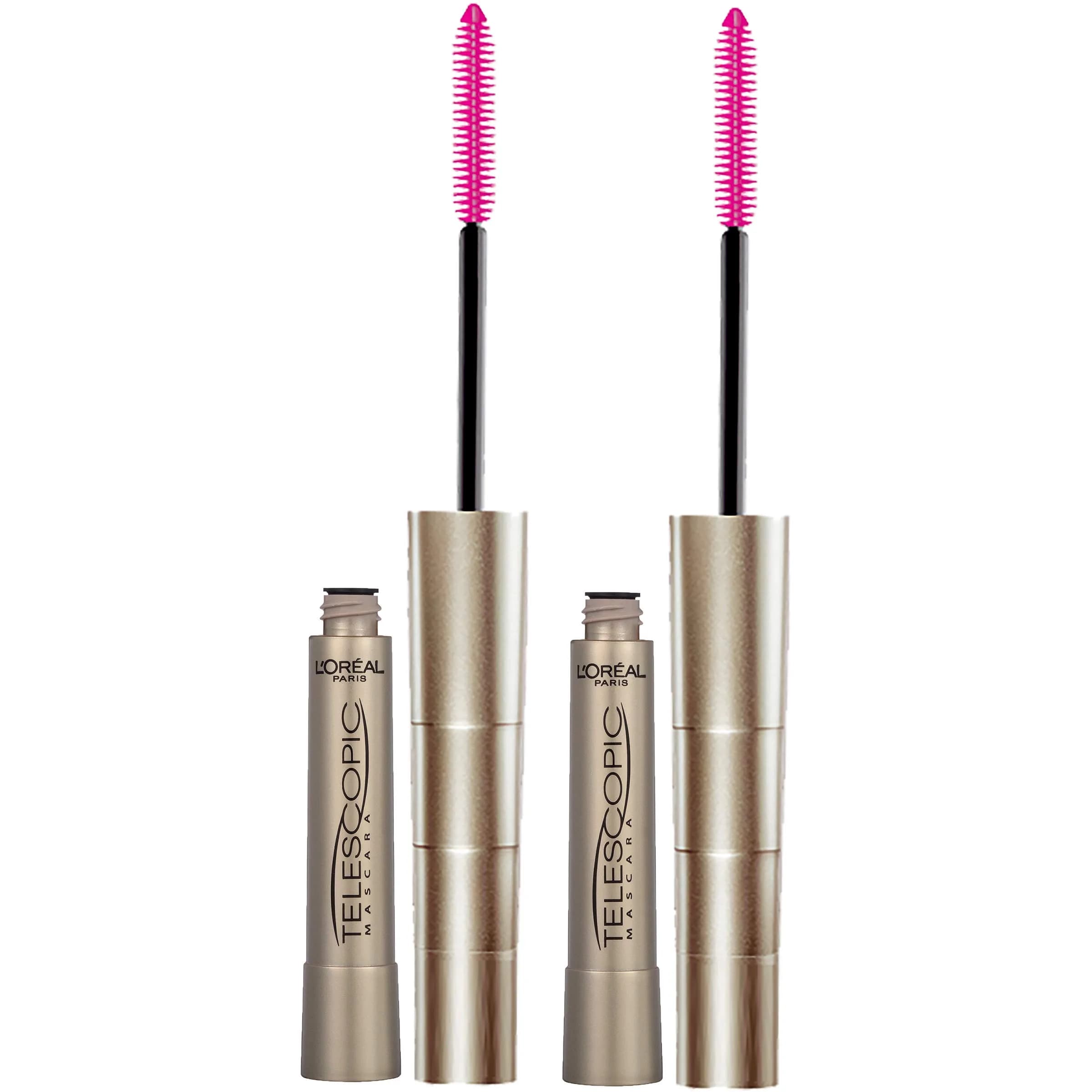 L'Oreal Paris Original Telescopic Mascara, Washable Blackest Black, 0.27 Fl Oz (0.54 Fl Oz Total) | Separates Lashes for Intense Length - main product image