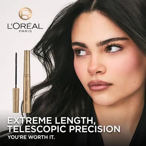 L'Oreal Paris Original Telescopic Mascara, Washable Blackest Black, 0.27 Fl Oz (0.54 Fl Oz Total) | Separates Lashes for Intense Length thumbnail 2