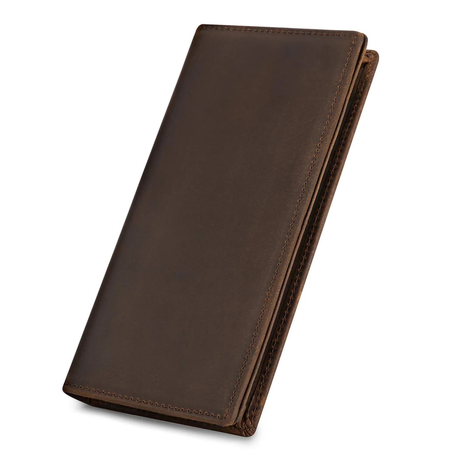 Kattee Men's Vintage Genuine Leather Long Wallet Dark Brown | Functional Design with 17 Pockets - main product image