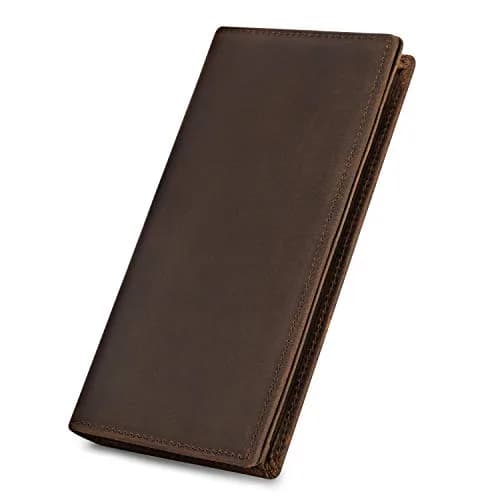 Kattee Men's Vintage Genuine Leather Long Wallet Dark Brown | Functional Design with 17 Pockets thumbnail 1
