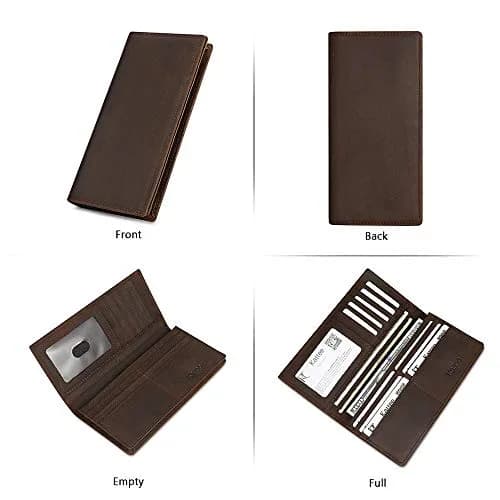 Kattee Men's Vintage Genuine Leather Long Wallet Dark Brown | Functional Design with 17 Pockets thumbnail 7