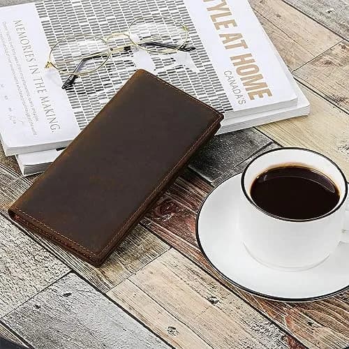 Kattee Men's Vintage Genuine Leather Long Wallet Dark Brown | Functional Design with 17 Pockets thumbnail 2