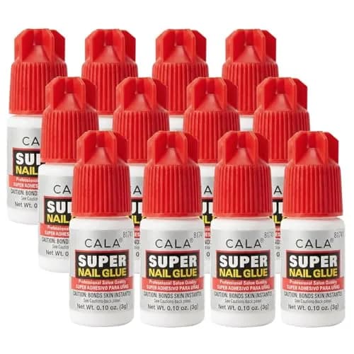 CALA Super Nail Glue 12-Pack | Professional Quick Dry Adhesive for False Nails, Tips & Art Accessories — 0.1 Ounce