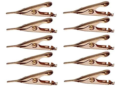 Corpco Micro Toothless Alligator Test Clips, Copper Plated with Smooth Microscopic Tip, 5amp (10 Pack) | 1.1 inch (2.8 cm) Length — Golden