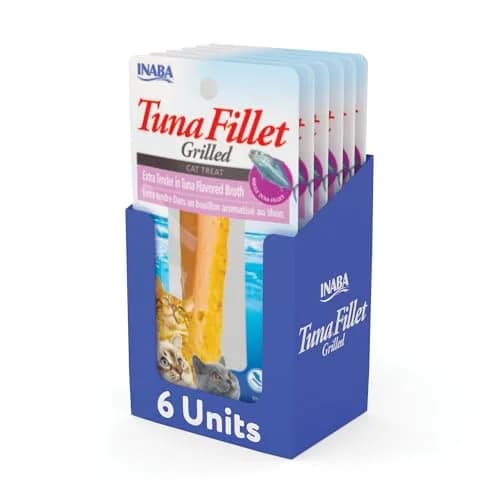 INABA Grilled Fillets Cat Treats, Extra Tender Tuna in Tuna Broth, 6ct | Moist, Flaky, Hand-Feed Friendly thumbnail 1