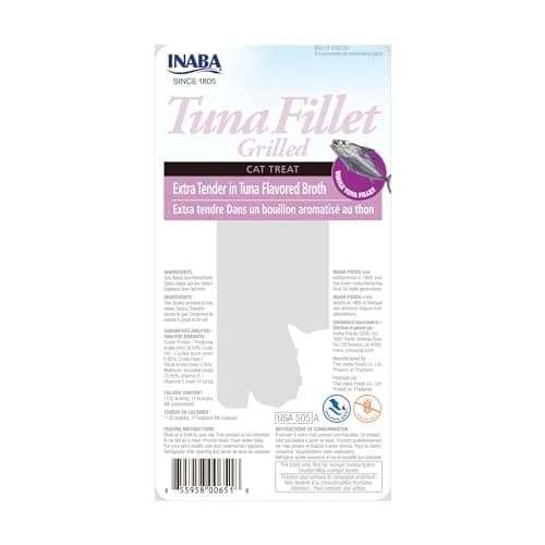 INABA Grilled Fillets Cat Treats, Extra Tender Tuna in Tuna Broth, 6ct | Moist, Flaky, Hand-Feed Friendly thumbnail 7