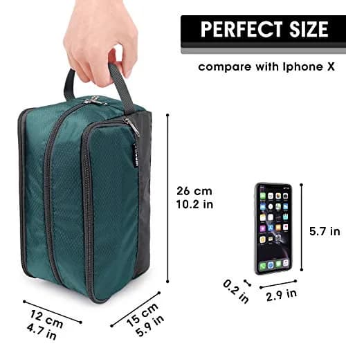 WANDF Travel Toiletry Bag for Men, Small Dopp Kit with 3 Compartments & 5 Pockets, 23cm (9.5" L) | Water-Resistant Polyester thumbnail 4