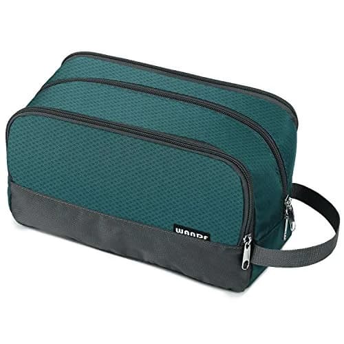 WANDF Travel Toiletry Bag for Men, Small Dopp Kit with 3 Compartments & 5 Pockets, 23cm (9.5" L) | Water-Resistant Polyester thumbnail 1