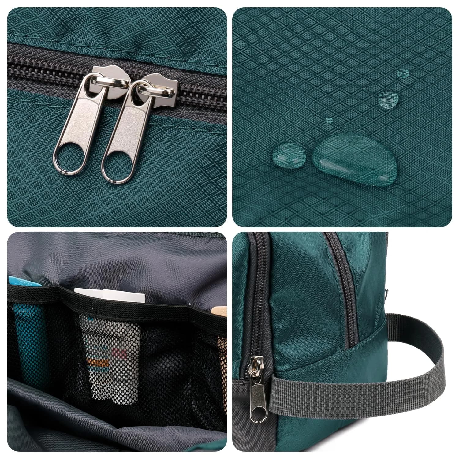WANDF Travel Toiletry Bag for Men, Small Dopp Kit with 3 Compartments & 5 Pockets, 23cm (9.5" L) | Water-Resistant Polyester - view 2