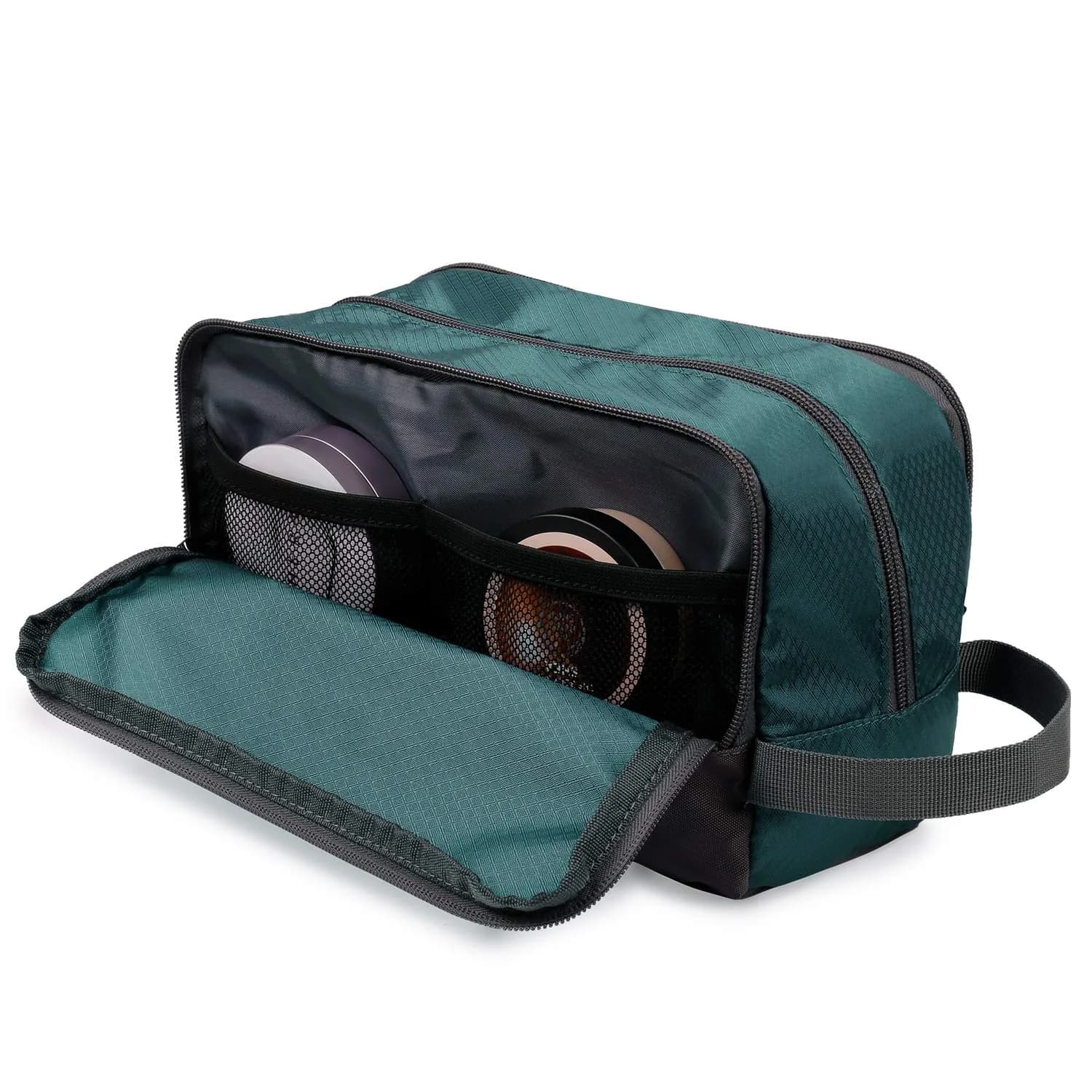 WANDF Travel Toiletry Bag for Men, Small Dopp Kit with 3 Compartments & 5 Pockets, 23cm (9.5" L) | Water-Resistant Polyester - view 3
