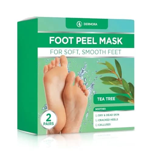 DERMORA Foot Peel Mask, Exfoliating Foot Peeling Mask, 2 Pairs, Tea Tree | Gentle Exfoliation for Dry Feet thumbnail 1