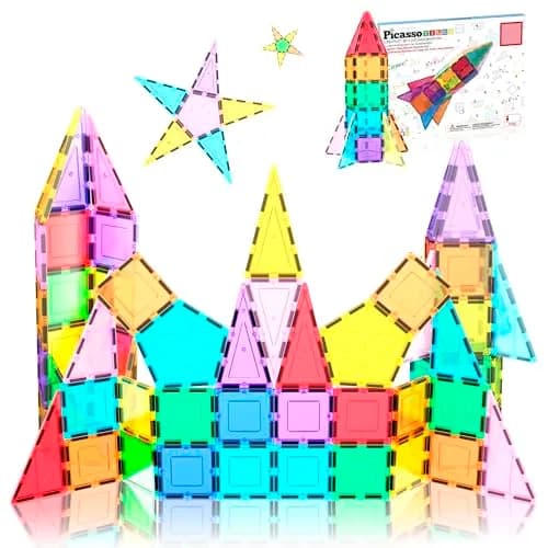 PicassoTiles Magnetic Building Block Rocket Booster Set 32 Pieces | STEM Educational Toy for Kids thumbnail 1