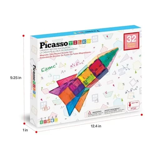 PicassoTiles Magnetic Building Block Rocket Booster Set 32 Pieces | STEM Educational Toy for Kids thumbnail 9