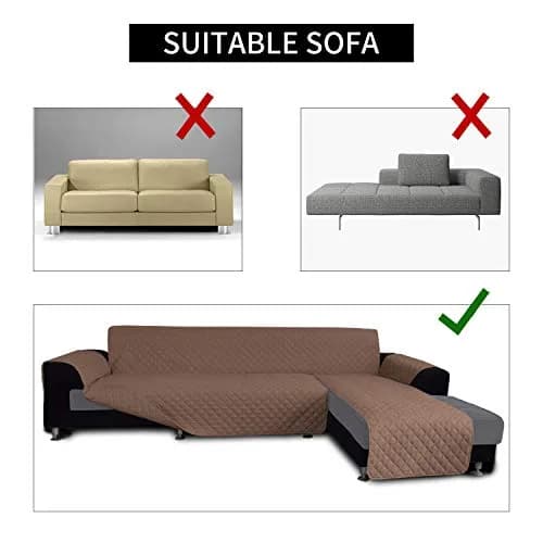 Easy-Going Reversible L-Shape Sectional Couch Cover, Large, Brown/Brown | Protects & Refreshes Your Sofa thumbnail 4
