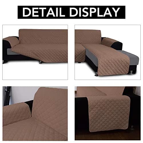 Easy-Going Reversible L-Shape Sectional Couch Cover, Large, Brown/Brown | Protects & Refreshes Your Sofa thumbnail 3