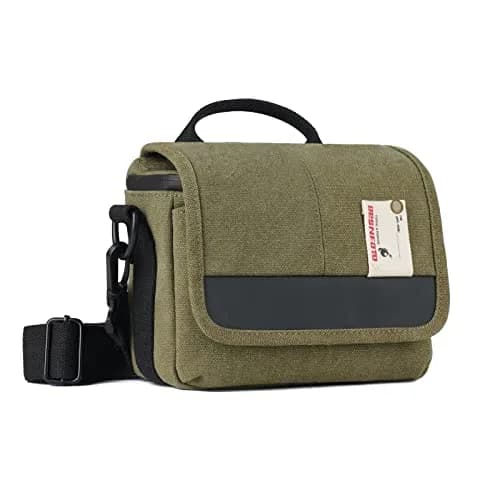 Besnfoto Camera Shoulder Bag Small 3.5L (8.27 x 4.72 x 6.7 inches) | Retro Canvas & PU Leather Crossbody for Mirrorless Cameras thumbnail 1