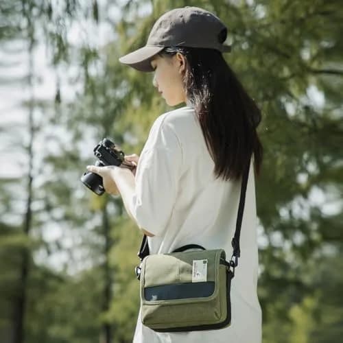 Besnfoto Camera Shoulder Bag Small 3.5L (8.27 x 4.72 x 6.7 inches) | Retro Canvas & PU Leather Crossbody for Mirrorless Cameras thumbnail 6