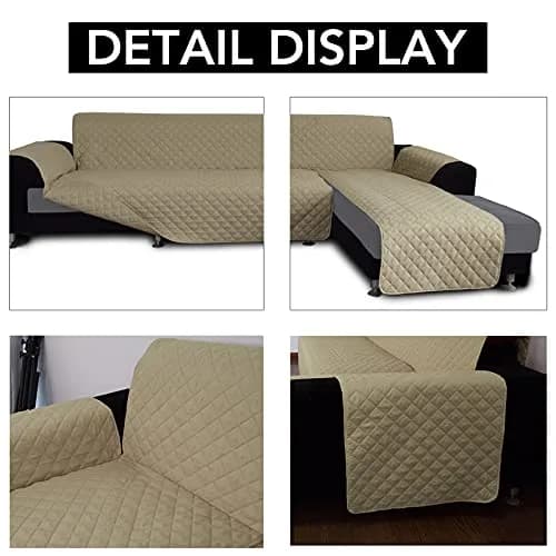Easy-Going Reversible L-Shape Sectional Couch Cover, Large, Beige/Beige | Water-Resistant, Pet & Kids Friendly thumbnail 3