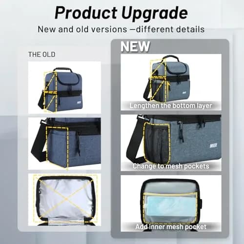 MIER Insulated Lunch Box Bag Dual Compartment 10L (0.35 cu ft) | Keeps Food Hot & Cold for Hours thumbnail 6
