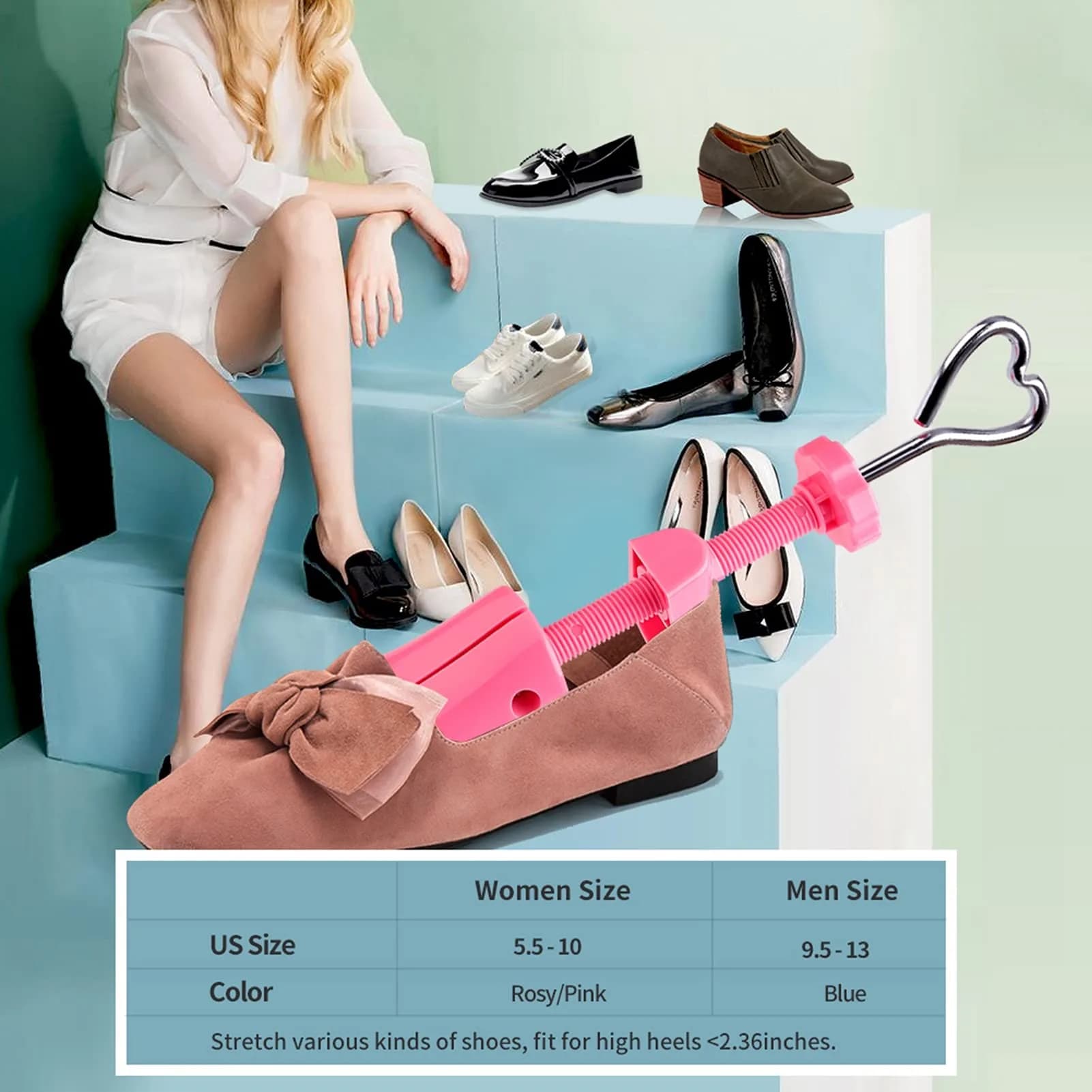 Topsome Shoe Stretcher for Women US 5.5-10 | 4-Way Expander Widener for Wide Feet & Bunions - view 4