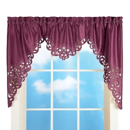 Collections Etc Elegant Scalloped Design Cut-Out Valance 58" x 36" | Light Diffusing Polyester thumbnail 1