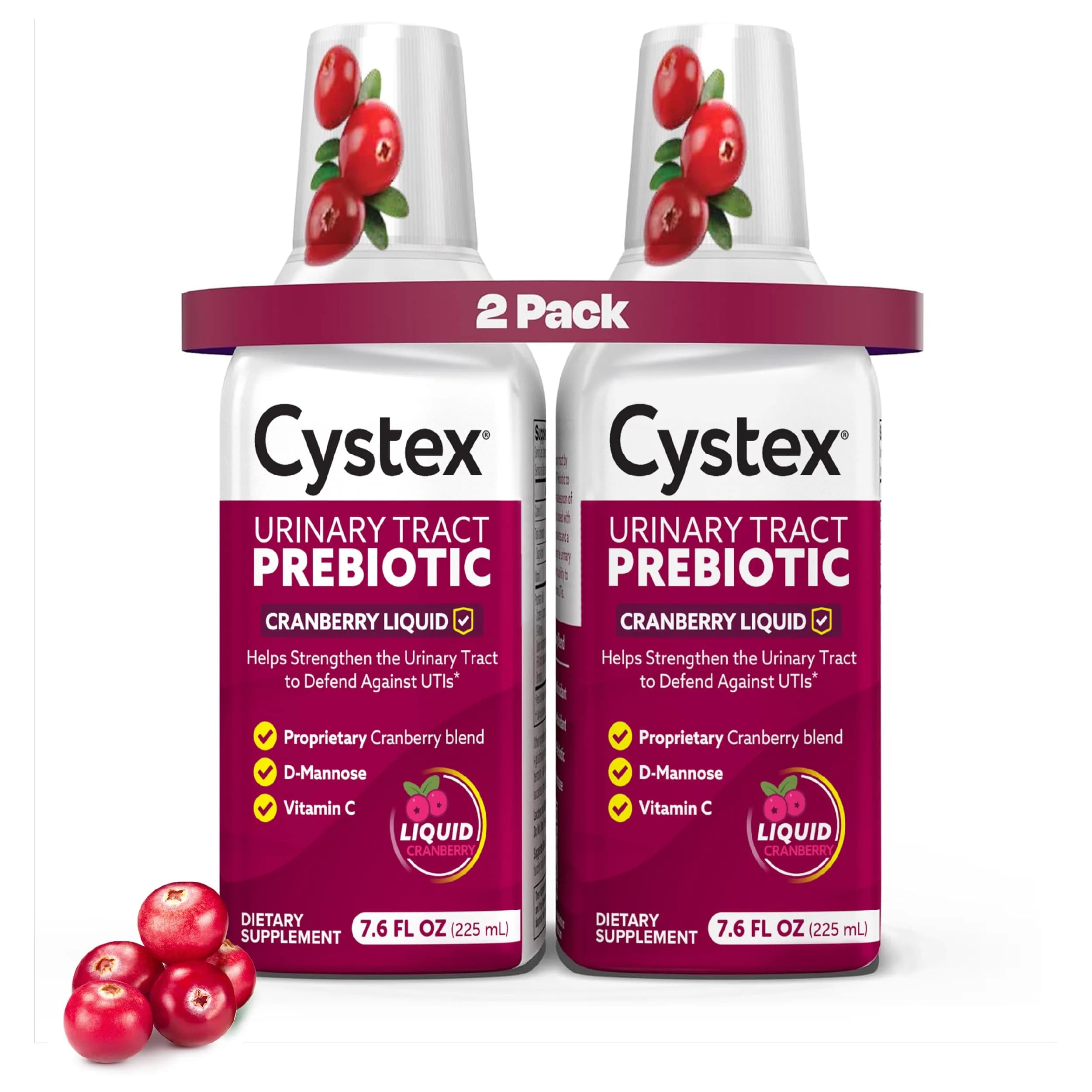 Cystex Cranberry Urinary Health Supplement Liquid, 7.6 fl oz (2 Pack) | Supports Urinary Tract & Overall Wellness