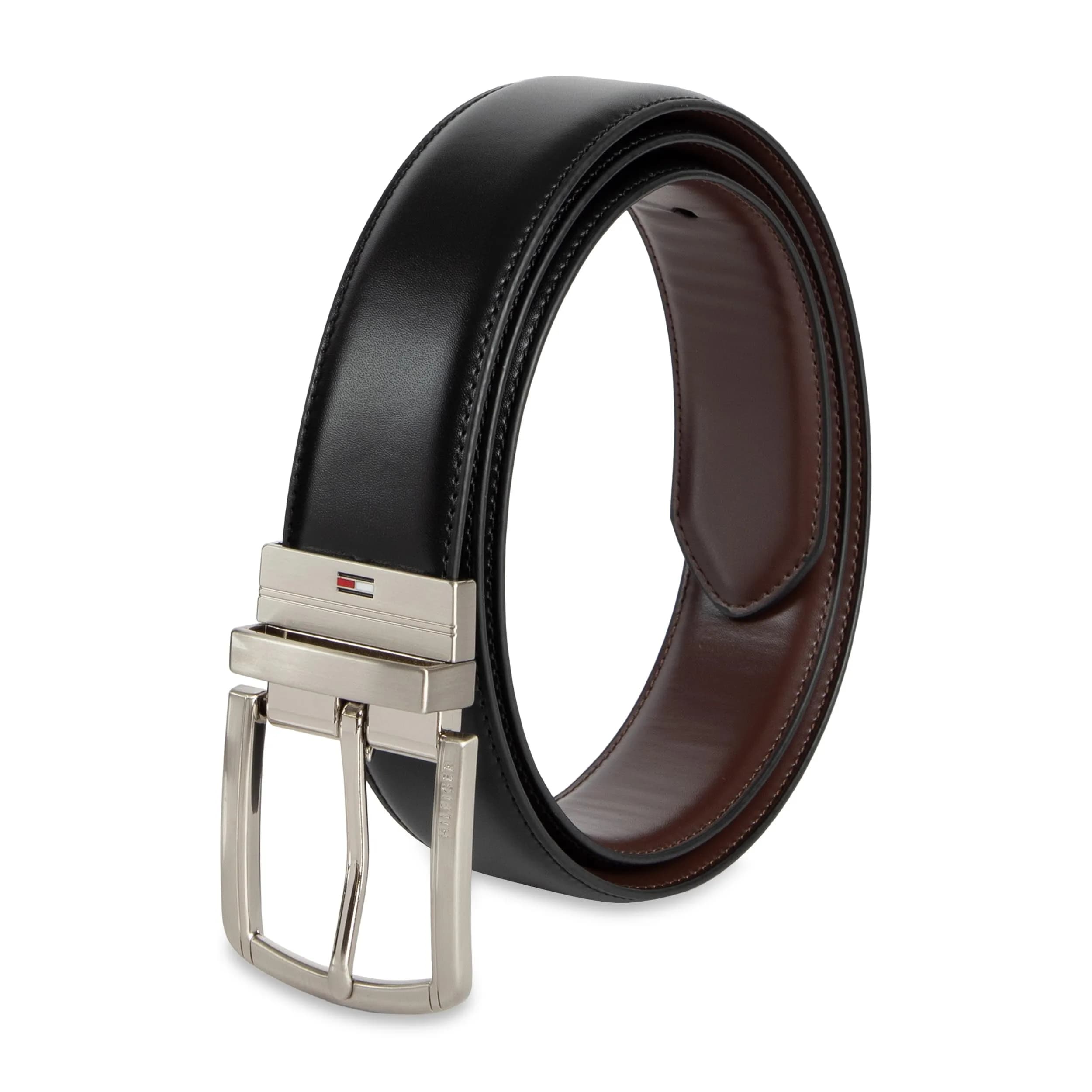 Tommy Hilfiger Men's Reversible Leather Belt XL (42-44) | Classic Black/Brown Casual Accessory - main product image