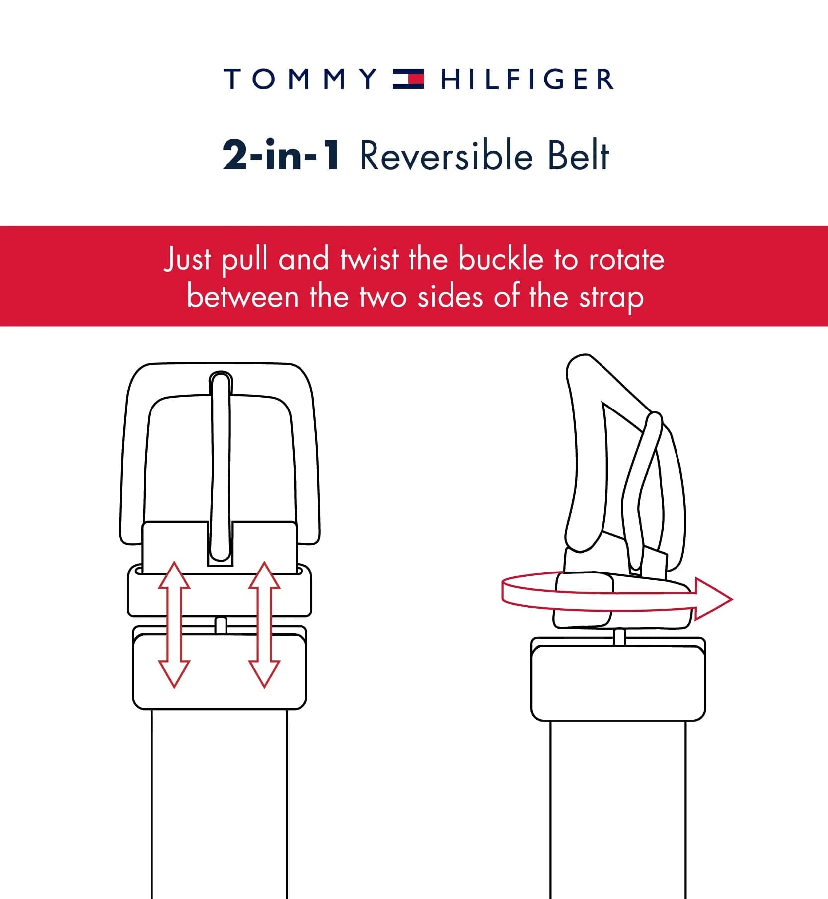 Tommy Hilfiger Men's Reversible Leather Belt XL (42-44) | Classic Black/Brown Casual Accessory - view 6