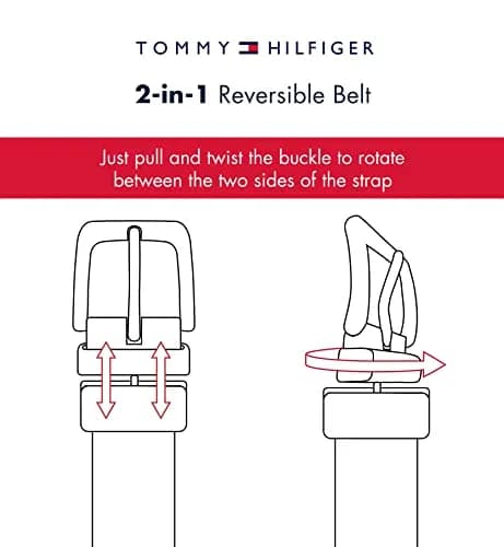 Tommy Hilfiger Men's Reversible Leather Belt XL (42-44) | Classic Black/Brown Casual Accessory thumbnail 6