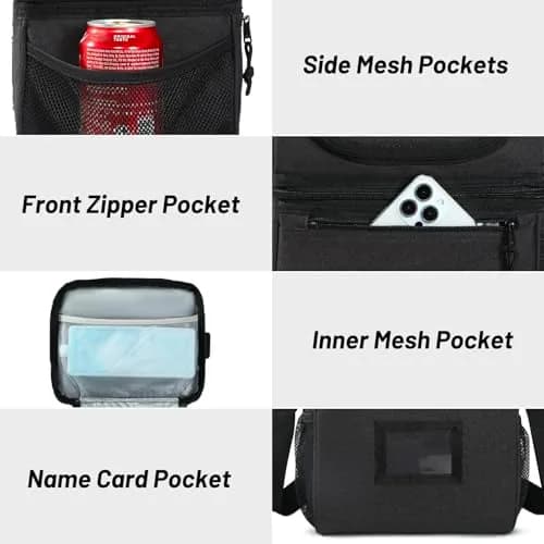 MIER Insulated Lunch Box Bag Dual Compartment Dark Grey | Keeps Hot & Cold Foods Separate thumbnail 4
