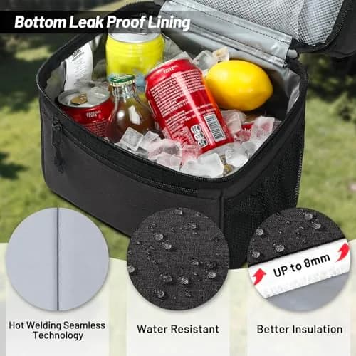 MIER Insulated Lunch Box Bag Dual Compartment Dark Grey | Keeps Hot & Cold Foods Separate thumbnail 3