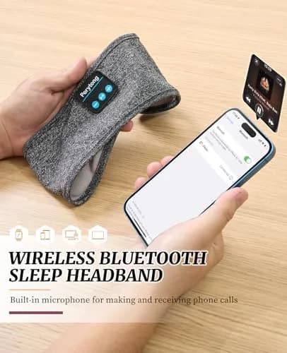 Perytong Sleep Headphones Wireless Headband with Ultra-Thin Speakers | Bluetooth Sports Headphones for Sleep & Workout thumbnail 7