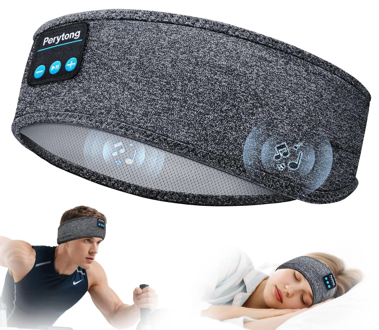 Perytong Sleep Headphones Wireless Headband with Ultra-Thin Speakers | Bluetooth Sports Headphones for Sleep & Workout