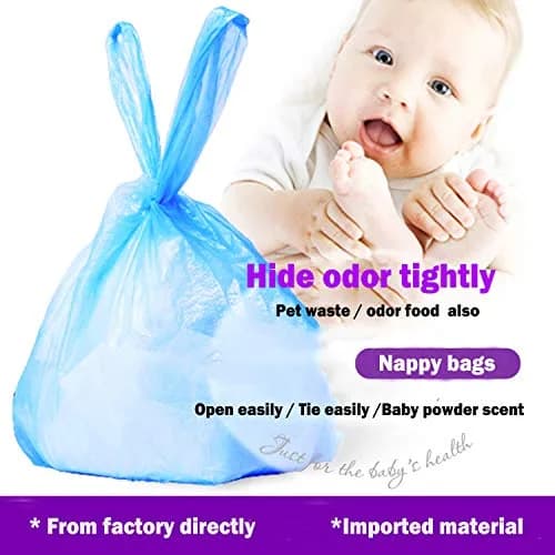 Dergik Disposable Diaper Bag for Baby, 180 Bags | Odor Control & Light Baby Powder Scent thumbnail 3